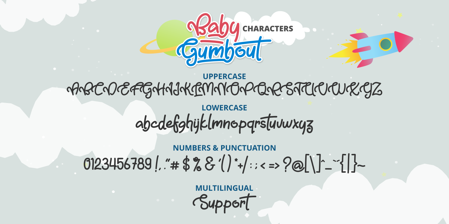 Пример шрифта Baby Gumbout #3